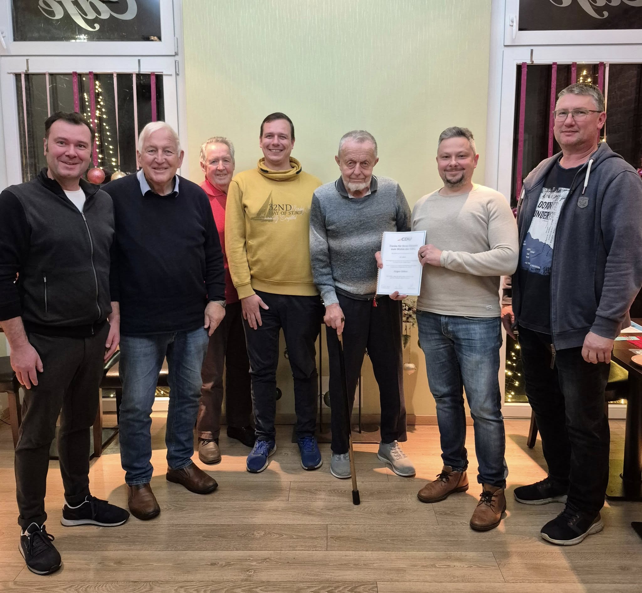Ehrung fr 63 Jahre Treue zur CDU -  Jrgen Ditten ausgezeichnet